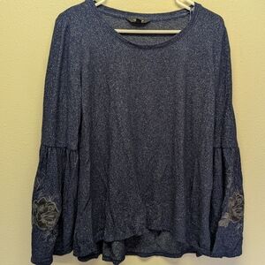 Simply Vera Vera Wang Navy Bell Sleeve Blouse